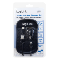 LogiLink USB car charger, 2x USB ports, 10.5W + anti-slip mat