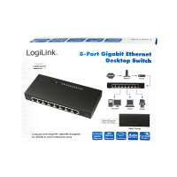 LogiLink 8-Port Gigabit Ethernet desktop switch, metal casing