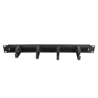 LogiLink 19" cable management bar with 4 metal brackets and brush strip, black