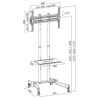 TV/monitor cart, 37–70", height adjustable, 40 kg max.
