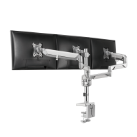 Triple monitor mount, 17–27", aluminum, curved screens