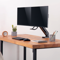 Dual monitor mount, 17–27", with handle, curved screens
