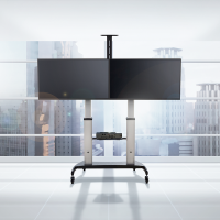 Dual TV-Monitor cart, 37–60", each 50 kg, height adjustable