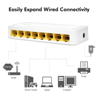 LogiLink 8 Port Gigabit Ethernet desktop switch, white plastic casing
