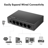 LogiLink 5-Port Gigabit Ethernet desktop switch, black metal casing