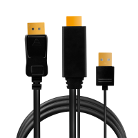 HDMI cable, A/M + USB-A/M to DP/M, UHD 4K/30 Hz, sw, 1 m