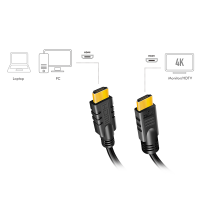 HDMI cable, A/M to A/M, 4K/24 Hz, amplifier, black, 10 m