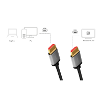 HDMI cable, A/M to A/M, 8K/60 Hz, alu, black/grey, 3 m