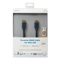 HDMI cable, A/M to A/M, 4K/60 Hz, certified, black/blue, 3 m