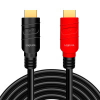 HDMI cable, A/M to A/M, 4K/60 Hz, amplifier, black/red, 10 m