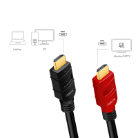 HDMI cable, A/M to A/M, 4K/60 Hz, amplifier, black/red, 10 m