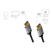 DisplayPort cable, DP/M to DP/M, 4K/60 Hz, alu, black/grey, 1 m