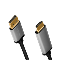 DisplayPort cable, DP/M to HDMI A/M, 4K/60 Hz, alu, black/grey, 2 m