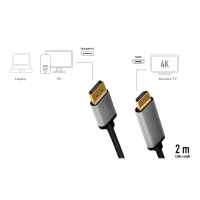 DisplayPort cable, DP/M to HDMI A/M, 4K/60 Hz, alu, black/grey, 2 m