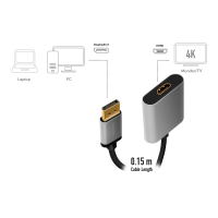 DisplayPort adapter,DP/M to HDMI A/F,4K/60 Hz, alu, black/grey, 0.15m