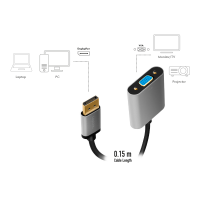 DisplayPort adapter,DP/M to VGA/F,1080p/60Hz, alu, black/grey, 0.15 m