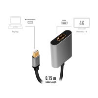 DisplayPort adapter, mDP/M to HDMI/F,4K/60Hz, alu, black/grey, 0.15 m