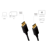 DisplayPort cable, DP/M to DP/M, 4K/60 Hz, black, 10 m