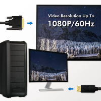 DisplayPort cable, DP/M to DVI/M, 1080p, black, 1 m