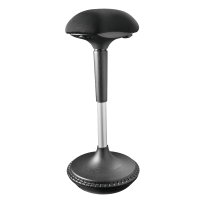 Height adjustable wobble stool for sit-stand desk with movable seat