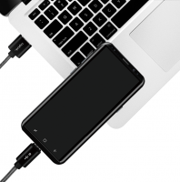 USB 2.0 cable, USB-A/M to Micro-USB/M, nylon, alu, black, 1 m