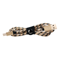 USB 2.0 Type-C cable, C/M to USB-A/M, nylon, black/gold, 1 m