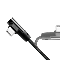 USB 2.0 Type-C cable, C/M (90°) to USB-A/M, fabric, black, 0.3 m