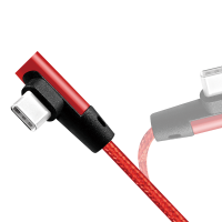 USB 2.0 Type-C cable, C/M (90°) to USB-A/M, fabric, red, 1 m