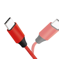USB 2.0 Type-C cable, C/M to USB-A/M, fabric, red, 0.3 m