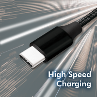 USB 2.0 Type-C cable, C/M to C/M, metal, fabric, black, 0.3 m