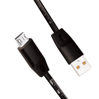 USB 2.0 cable, USB-A/M to Micro-USB/M, metric imprint, black, 1 m