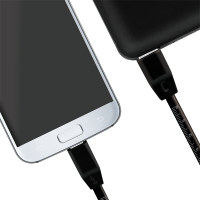 USB 2.0 cable, USB-A/M to Micro-USB/M, metric imprint, black, 1 m