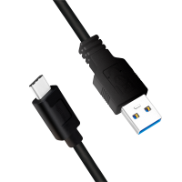 USB 3.2 Gen1 Type-C cable, C/M to USB-A/M, black, 0.15 m