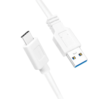 USB 3.2 Gen1 Type-C cable, C/M to USB-A/M, white, 0.5 m