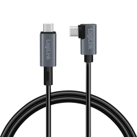 USB 2.0 Type-C cable, C/M 90° to USB-C/M, E-mark, PD, black, 1 m