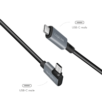 USB 2.0 Type-C cable, USB-C/M 90° to USB-C/M, E-mark, PD, black, 2 m