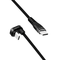 USB 2.0 Type-C cable, C/M 180° to USB-C/M, alu, black, 2 m