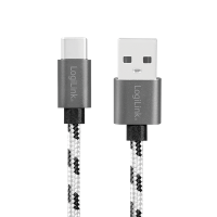 USB 2.0 Type-C set 3 cables , C/M to USB-A/M, alu, nylon, white/black