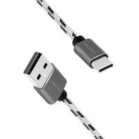 USB 2.0 Type-C set 3 cables , C/M to USB-A/M, alu, nylon, white/black