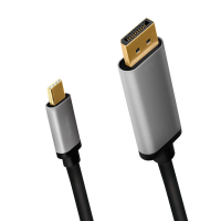 USB Type-C cable, C/M to DP/M, 4K, alu, black/grey, 1.8 m