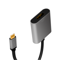 USB Type-C adapter, C/M to DP/F, 4K, alu,black/grey, 0.15 m