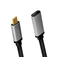 USB 3.2 Gen2 Type-C cable, C/M to USB-C/F, 4K, alu, black/grey, 0.5 m