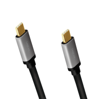 USB 2.0 Type-C cable, C/M to USB-C/M, E-mark, PD, alu, black/grey, 1.5 m