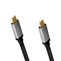 USB 3.2 Gen2 Type-C cable, C/M to USB-C/M, E-mark, PD, 4K, alu, black/grey, 1 m