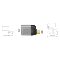 USB Type-C adapter, USB-C/M to mDP/F, 8K, alu, black/grey