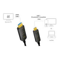 USB Type-C cable, C/M to HDMI/M, 4K/60 Hz, AOC, black, 20 m