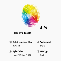 Wi-Fi smart RGBW-LED-tape, self-adhesive, 300 lm, Tuya compatible, 5 m
