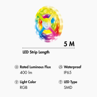 Wi-Fi smart RGB-LED-tape, self-adhesive, 400 lm, Tuya compatible, 5 m