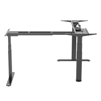 Electrically adjustable sit-stand desk frame, 3 motors, 90° L-shape