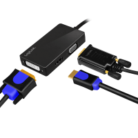 DisplayPort adapter, DP/M to HDMI-A+DVI+VGA, 4K/30 Hz, black, 0.1 m